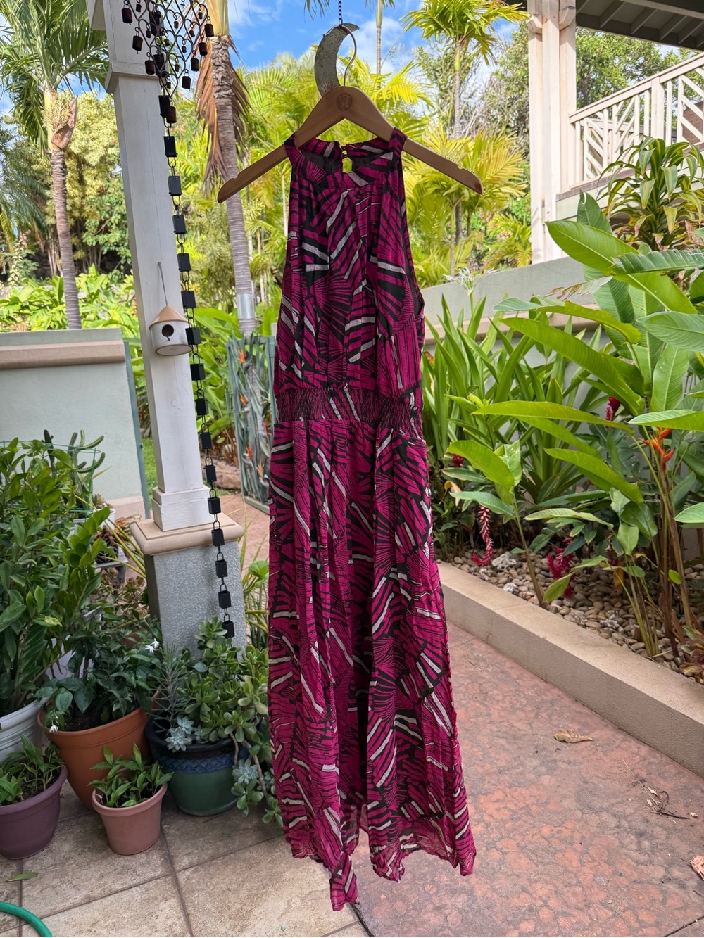 Anthropologie Abstract Halter Maxi Dress